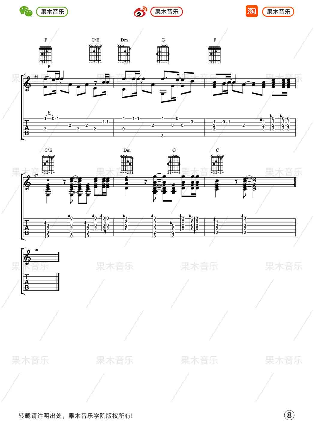 刘若英《后来》吉他谱 原版C调和弦指法编配【教学】_音伴