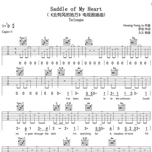 Saddle of My Heart吉他谱 Teloupe D调版吉他弹唱谱