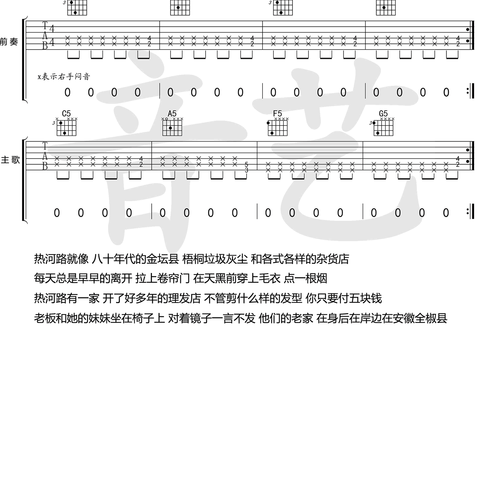 李志《热河》吉他谱 C调弹唱吉他谱(吉他专家)