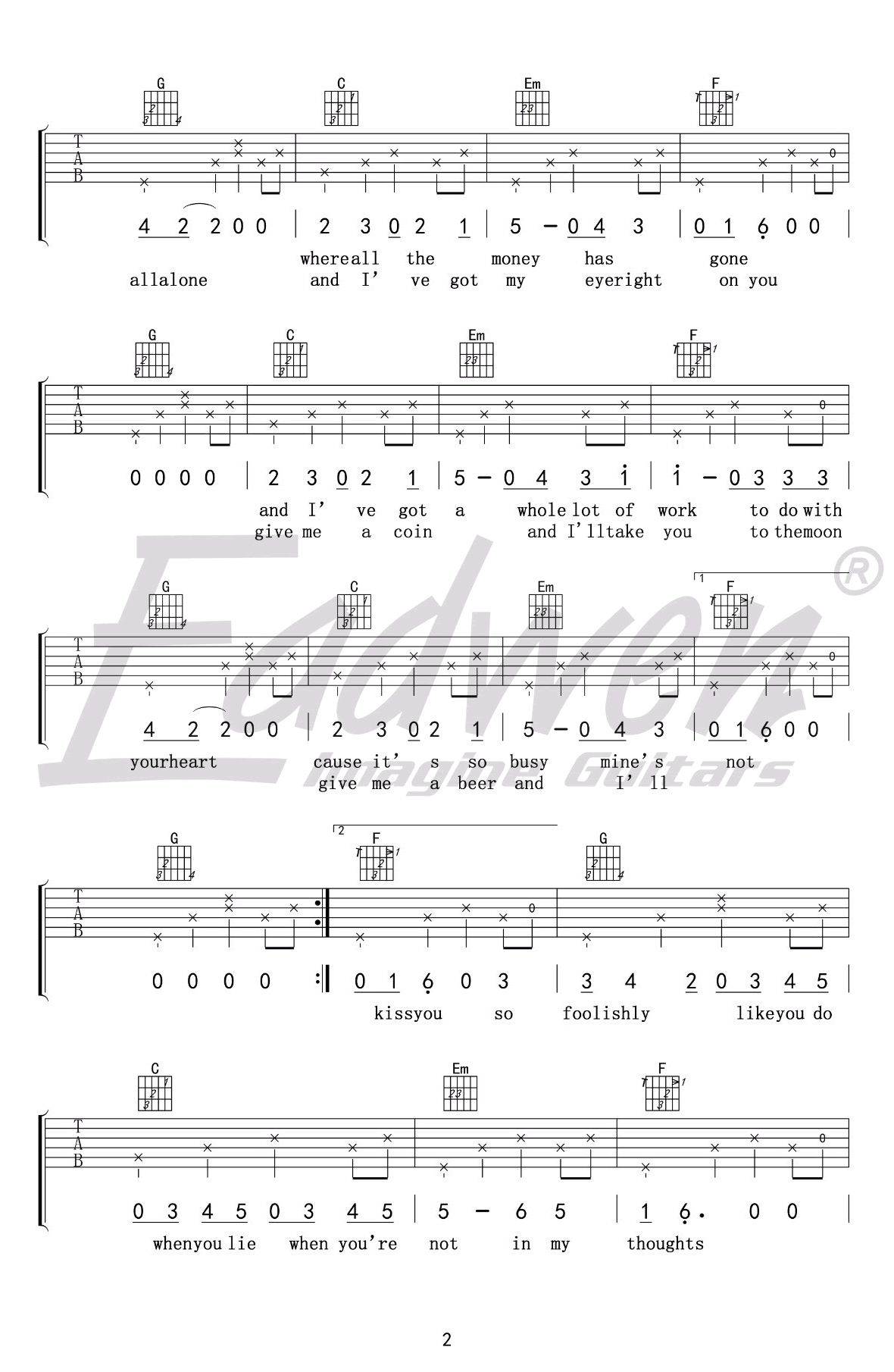 loving strangers吉他谱爱德文吉他教室编配吉他堂-2