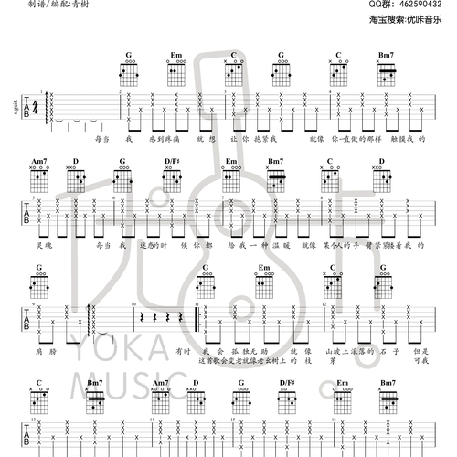 《我爱你中国》吉他谱_汪峰_吉他伴奏谱_G调版(优咔音乐)