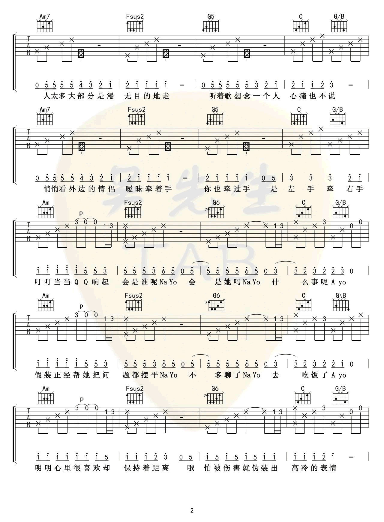 东京不太热吉他谱吴先生编配吉他堂-2