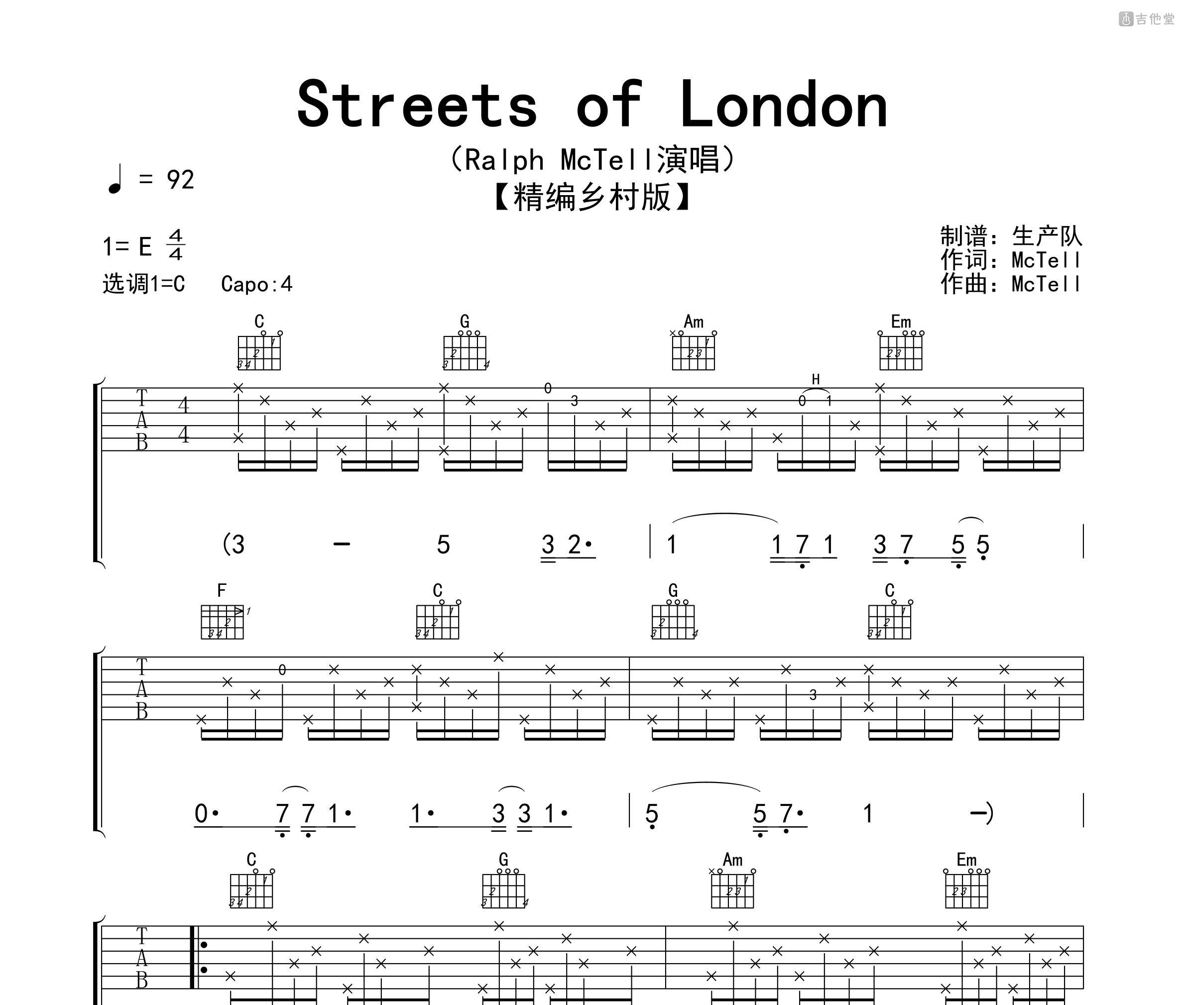 Streets of London吉他谱