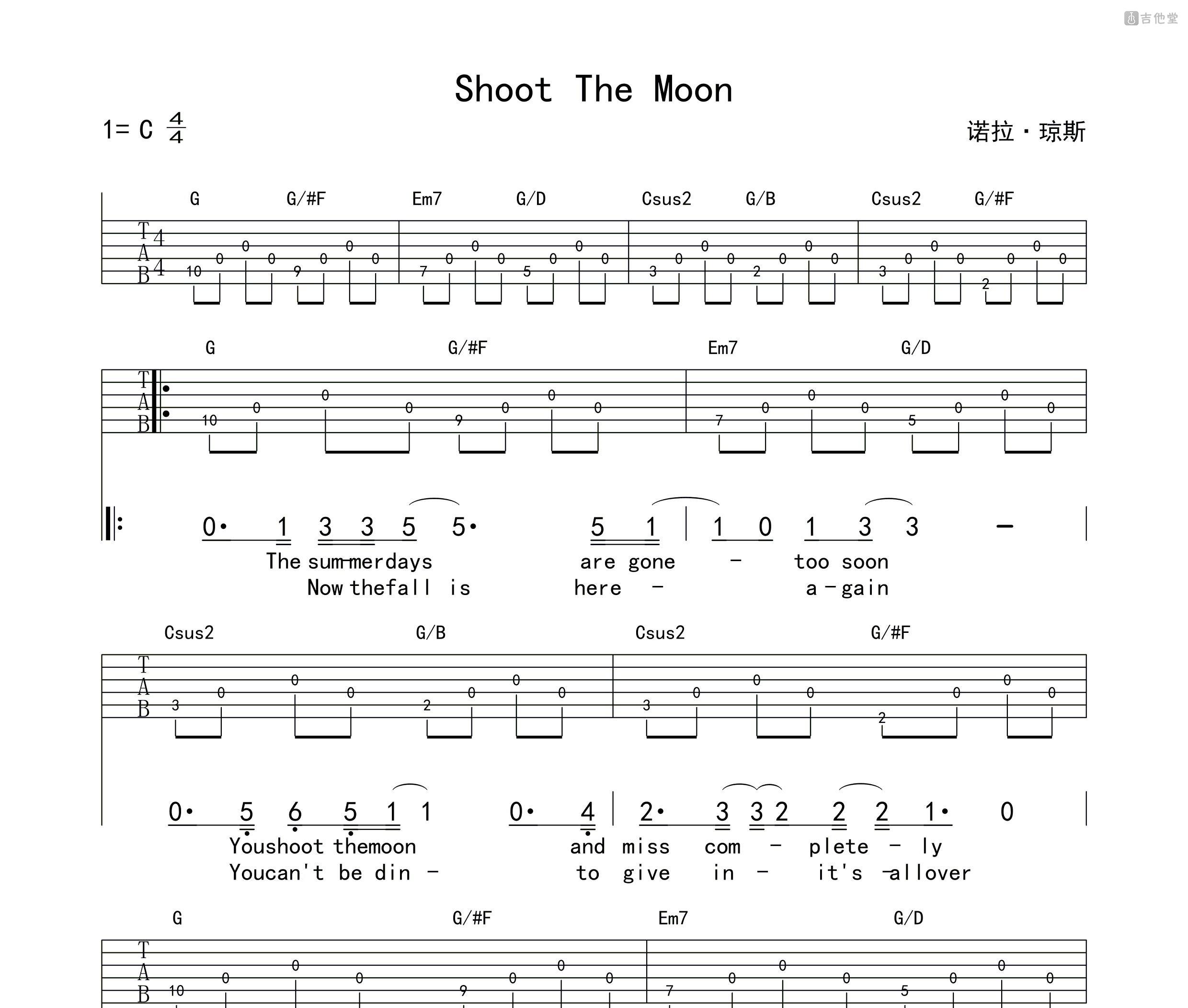 Shoot The Moon吉他谱