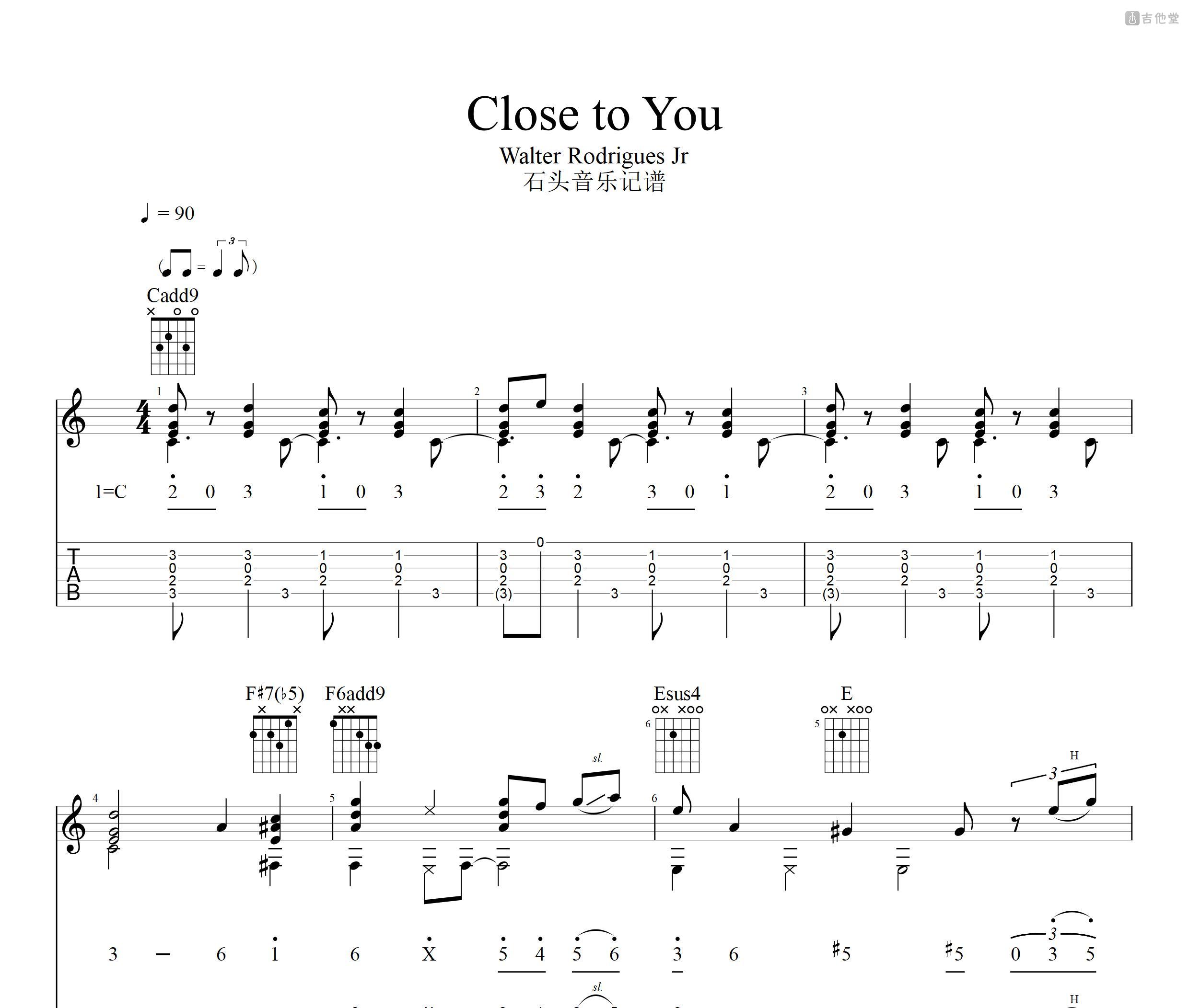 Close To You吉他谱_Tommy Emmanuel_B调指弹 - 吉他世界
