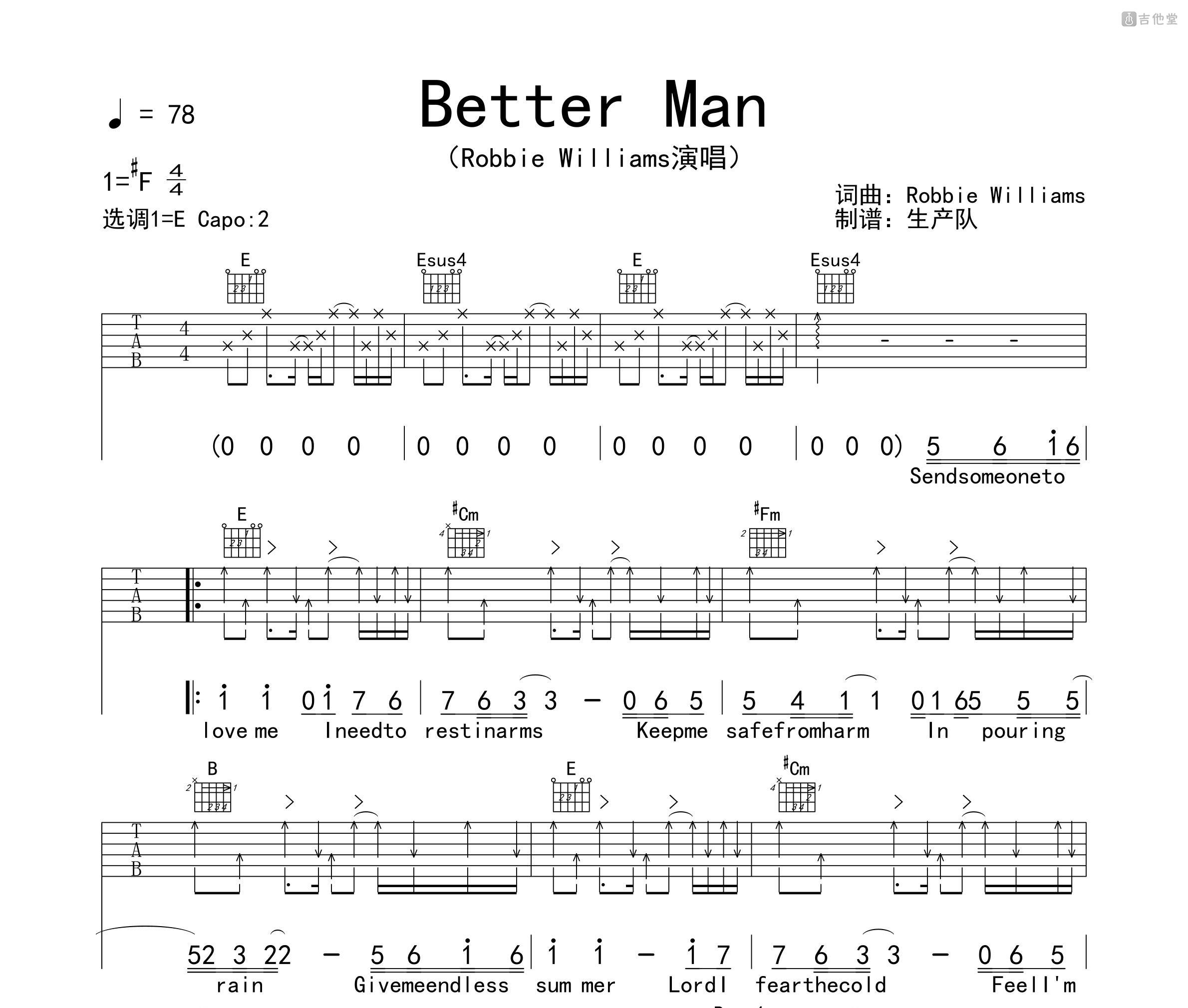 Better man吉他谱