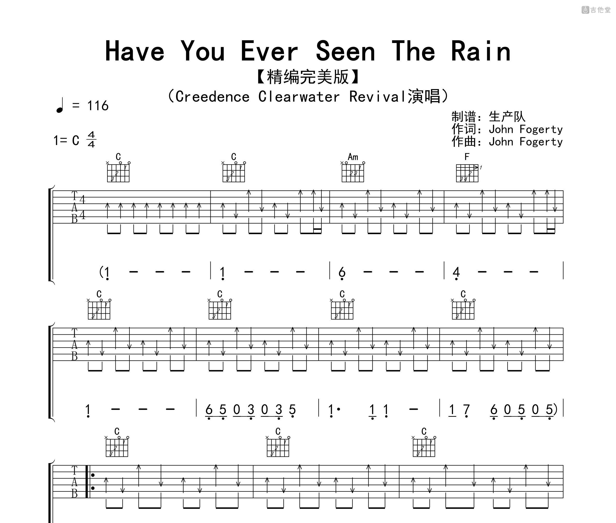 Have You Ever Seen The Rain吉他谱