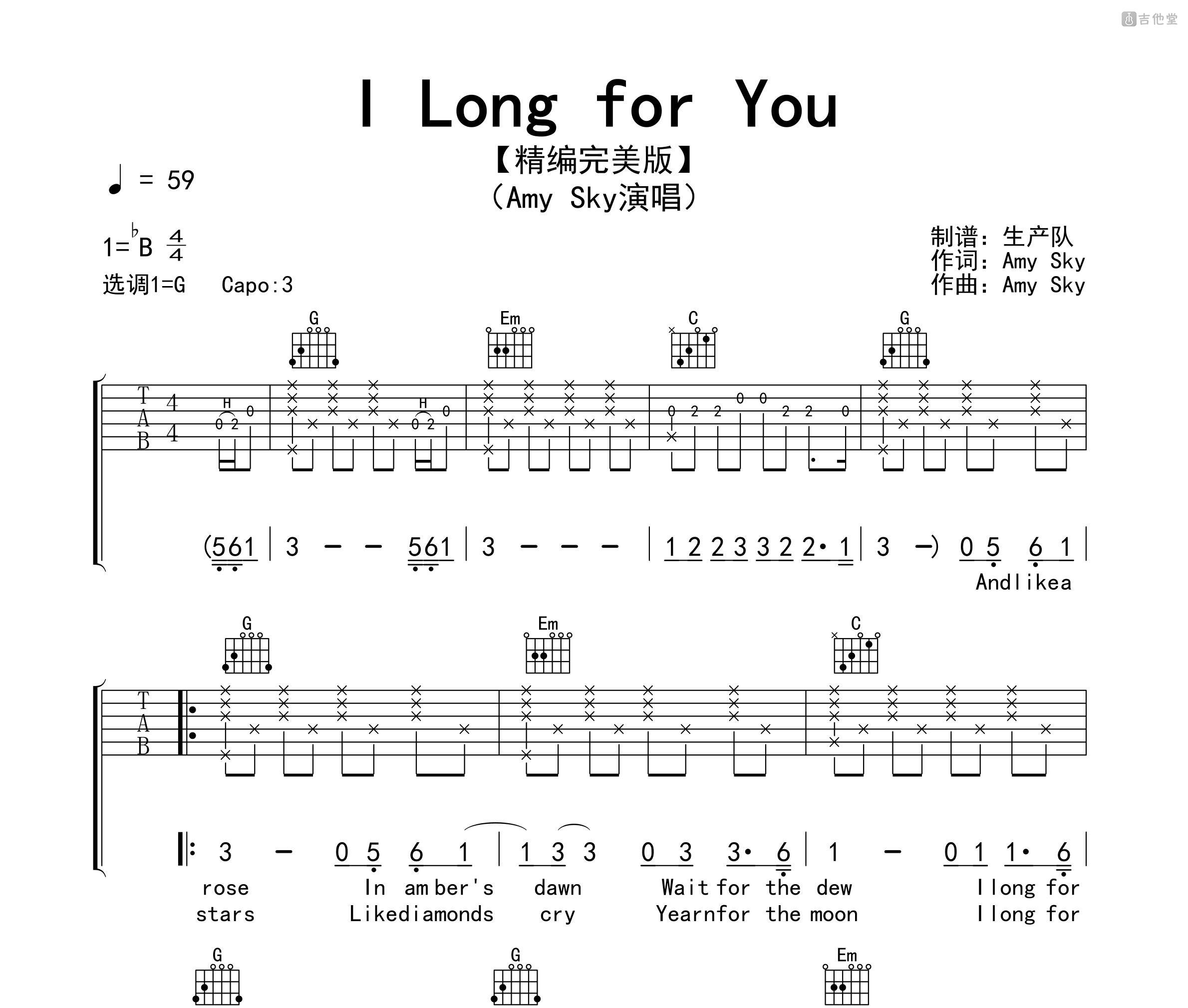 I Long for You吉他谱