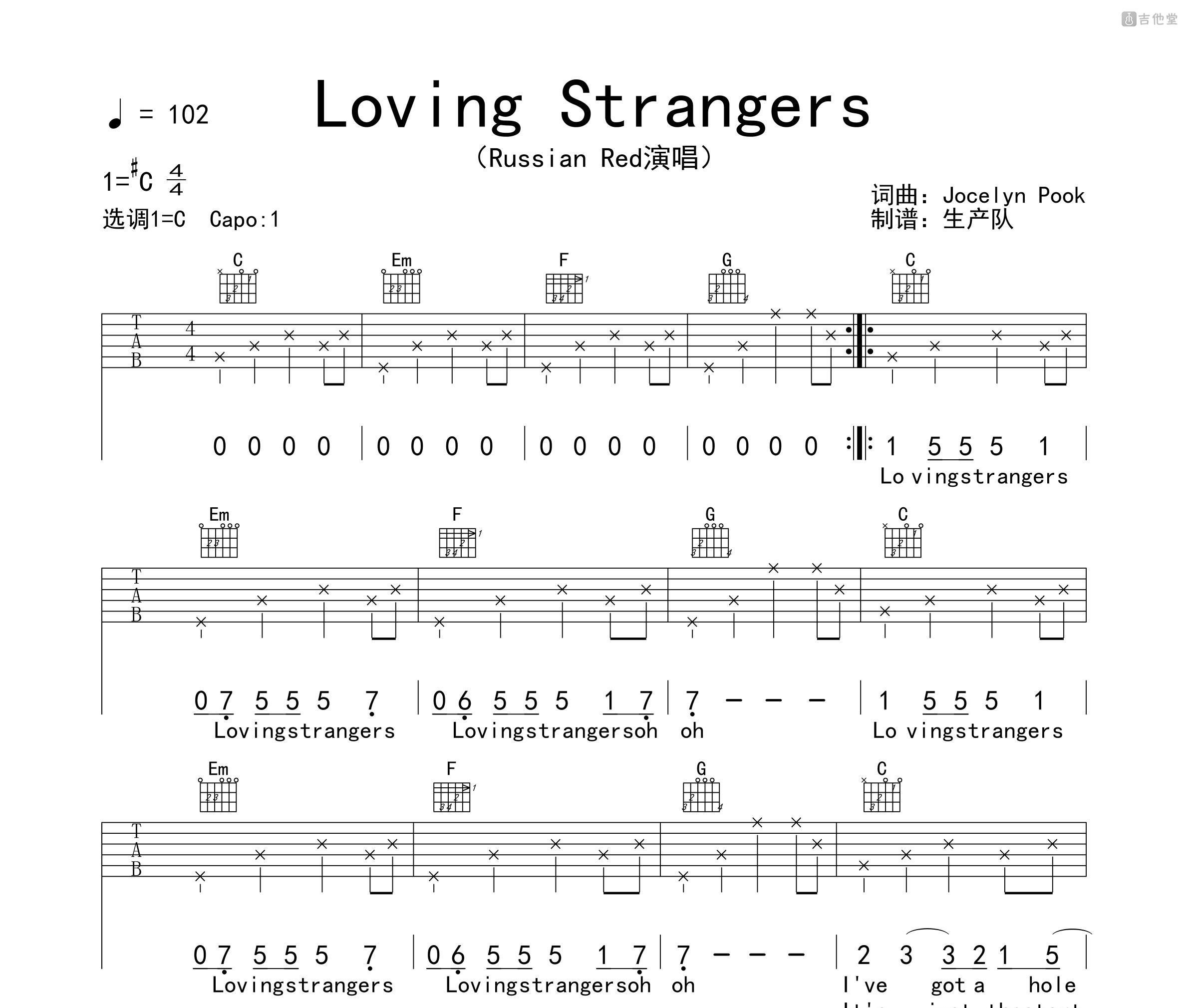 Loving Strangers吉他谱