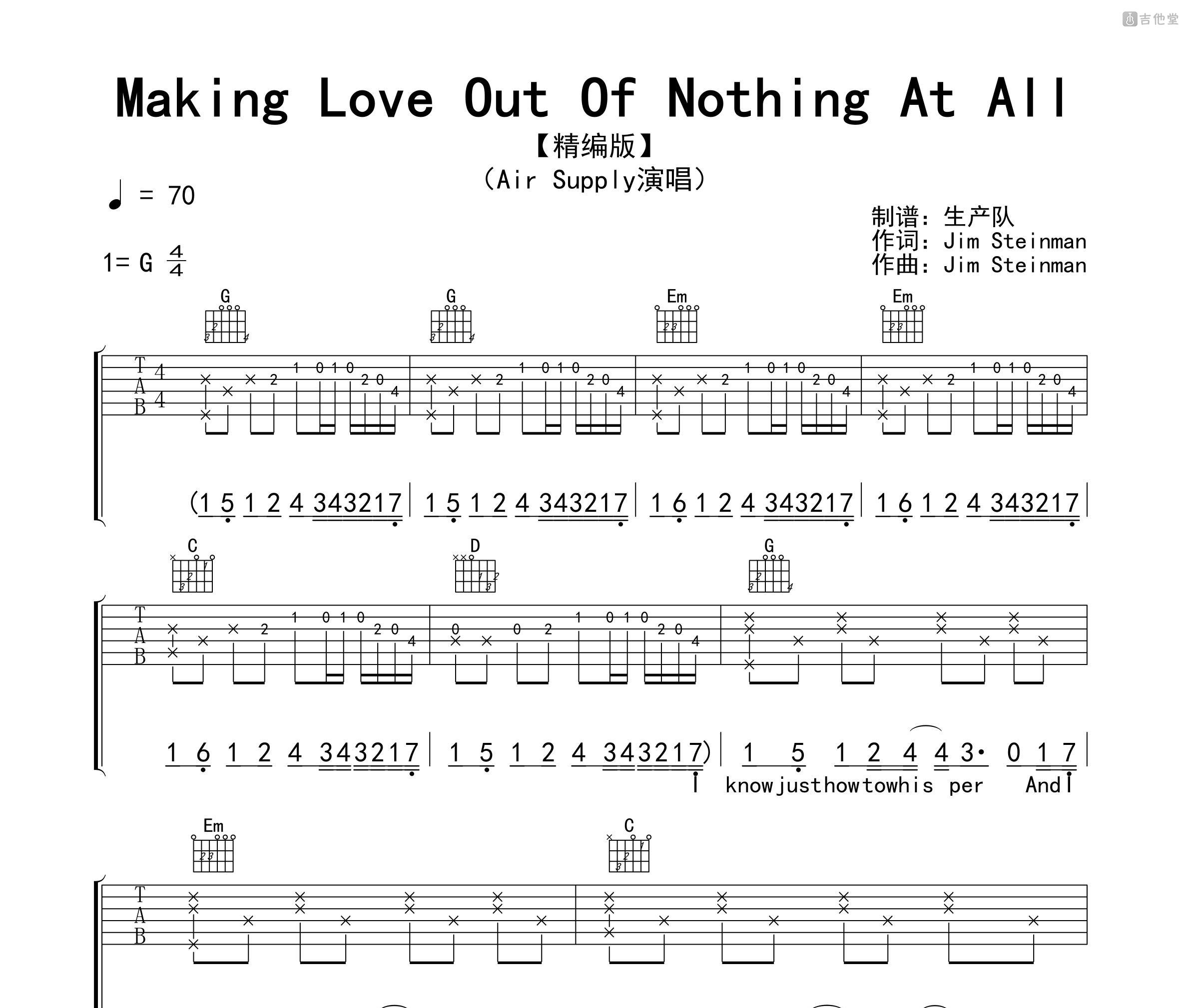 Making Love Out Of Nothing At All吉他谱