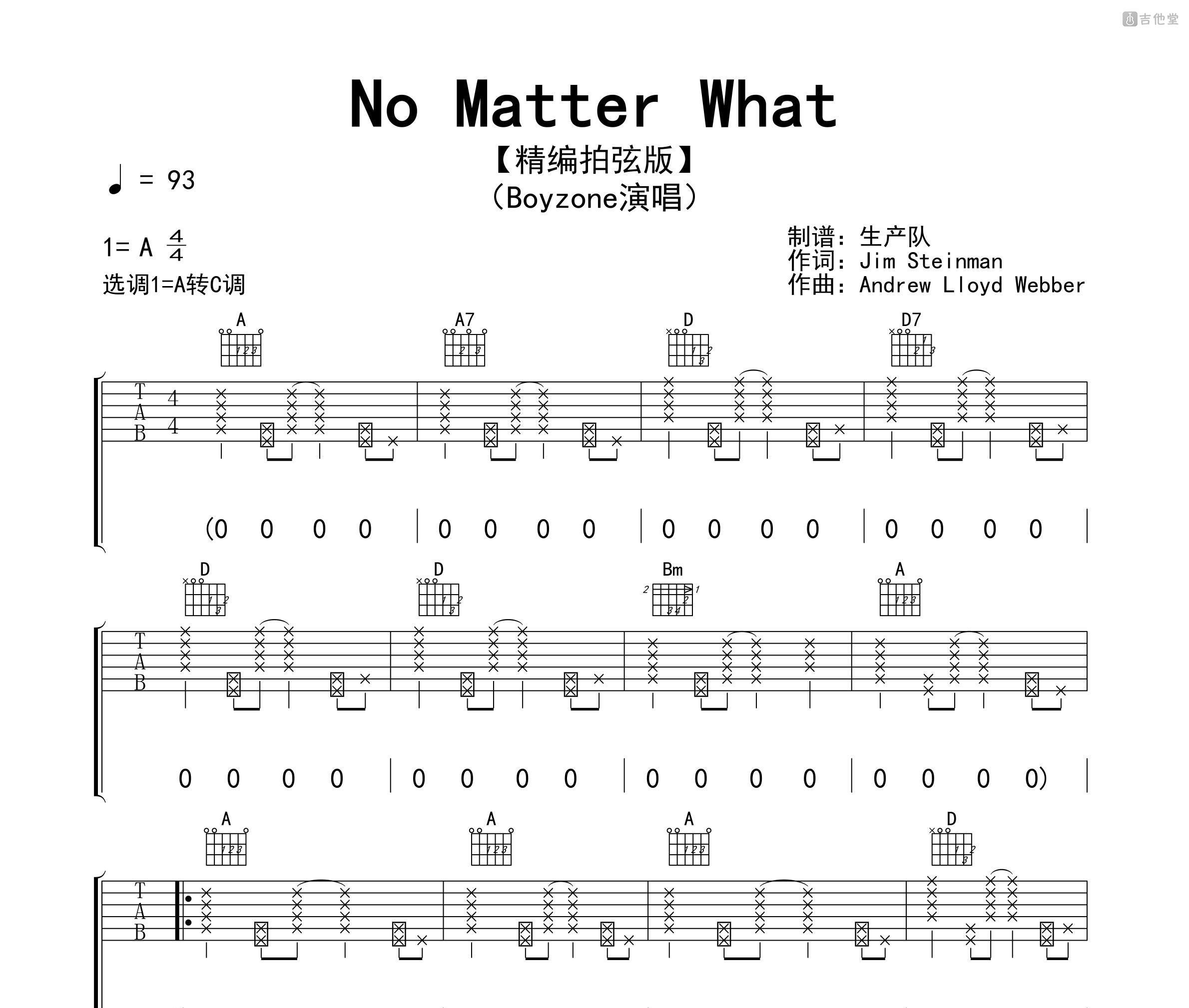 No Matter What吉他谱