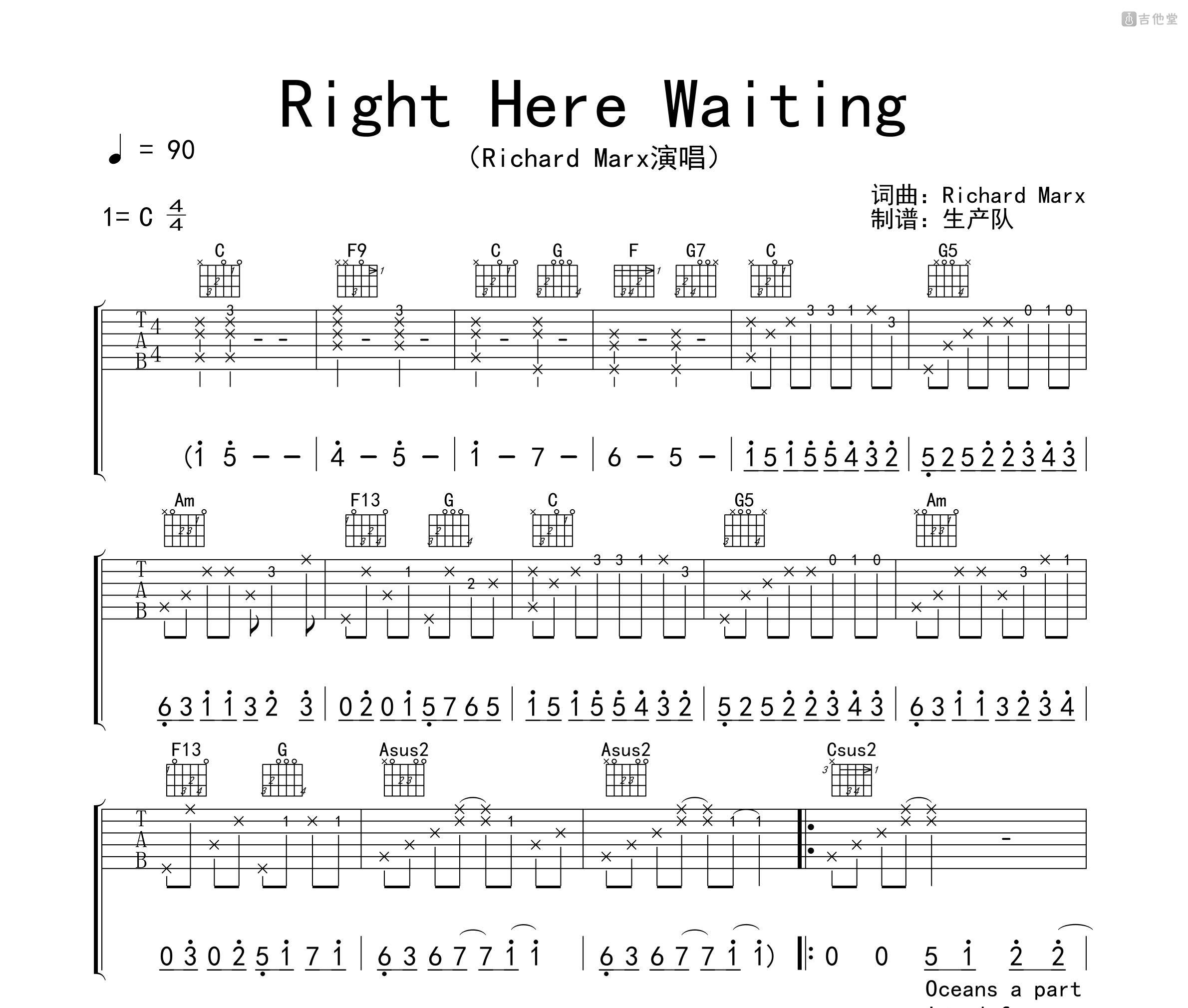 Right Here Waiting吉他谱_理查德·马克斯_C调指弹 - 吉他世界