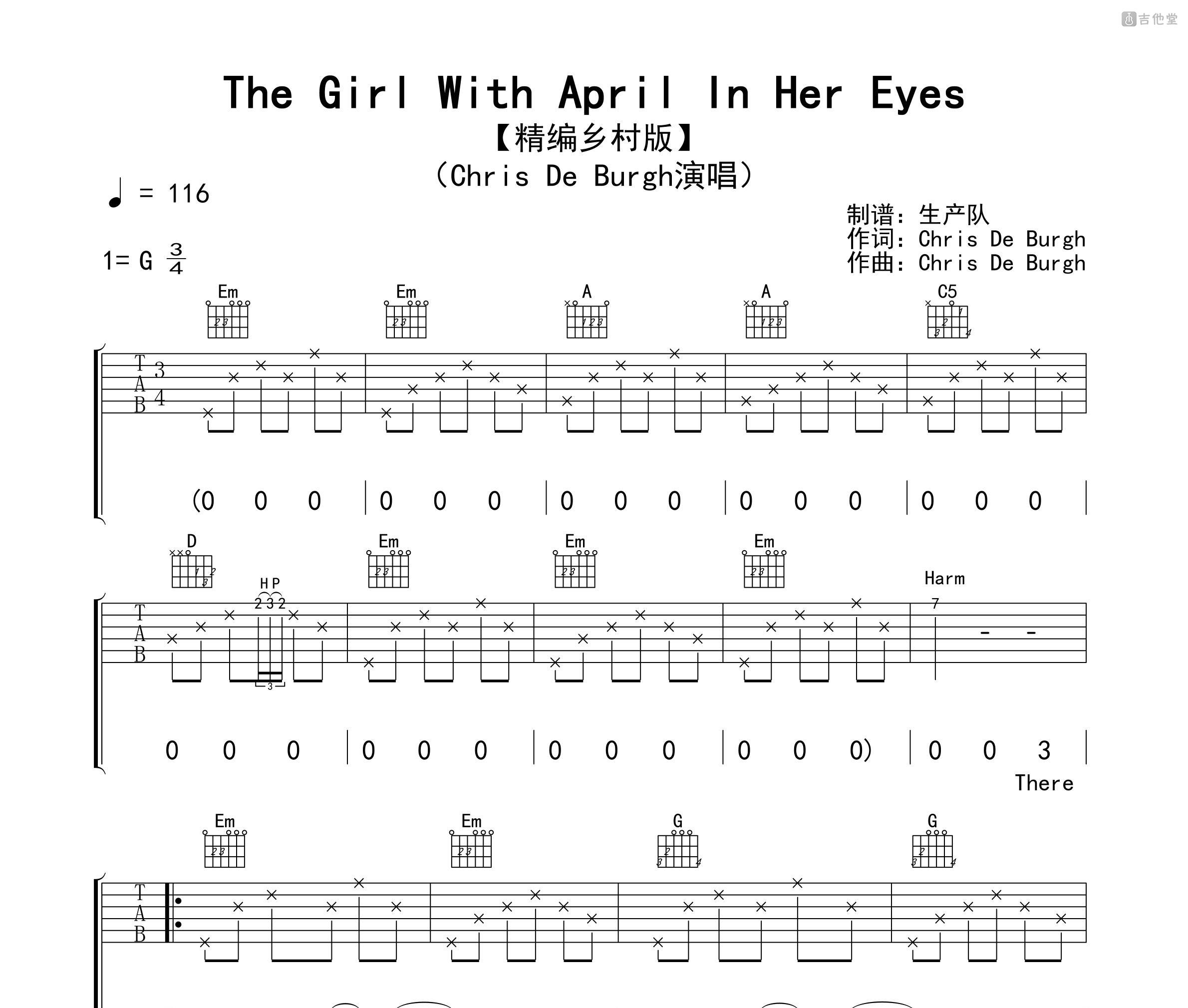 The Girl With April In Her Eyes吉他谱