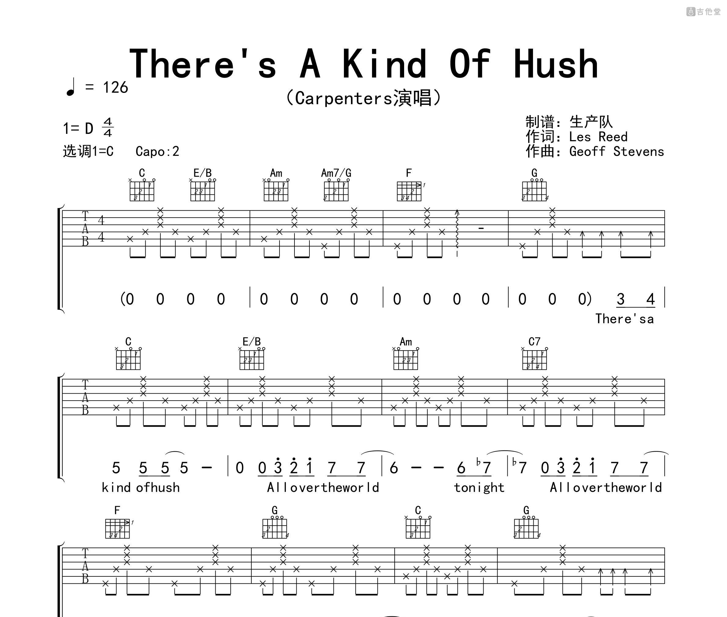 There's A Kind Of Hush吉他谱