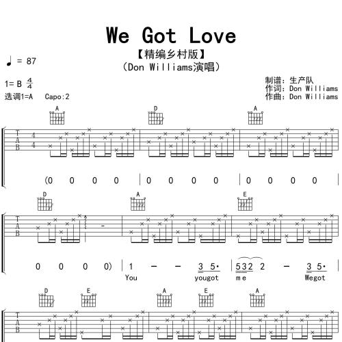 We Got Love吉他谱_Don Williams演唱_A调图片格式吉他伴奏谱