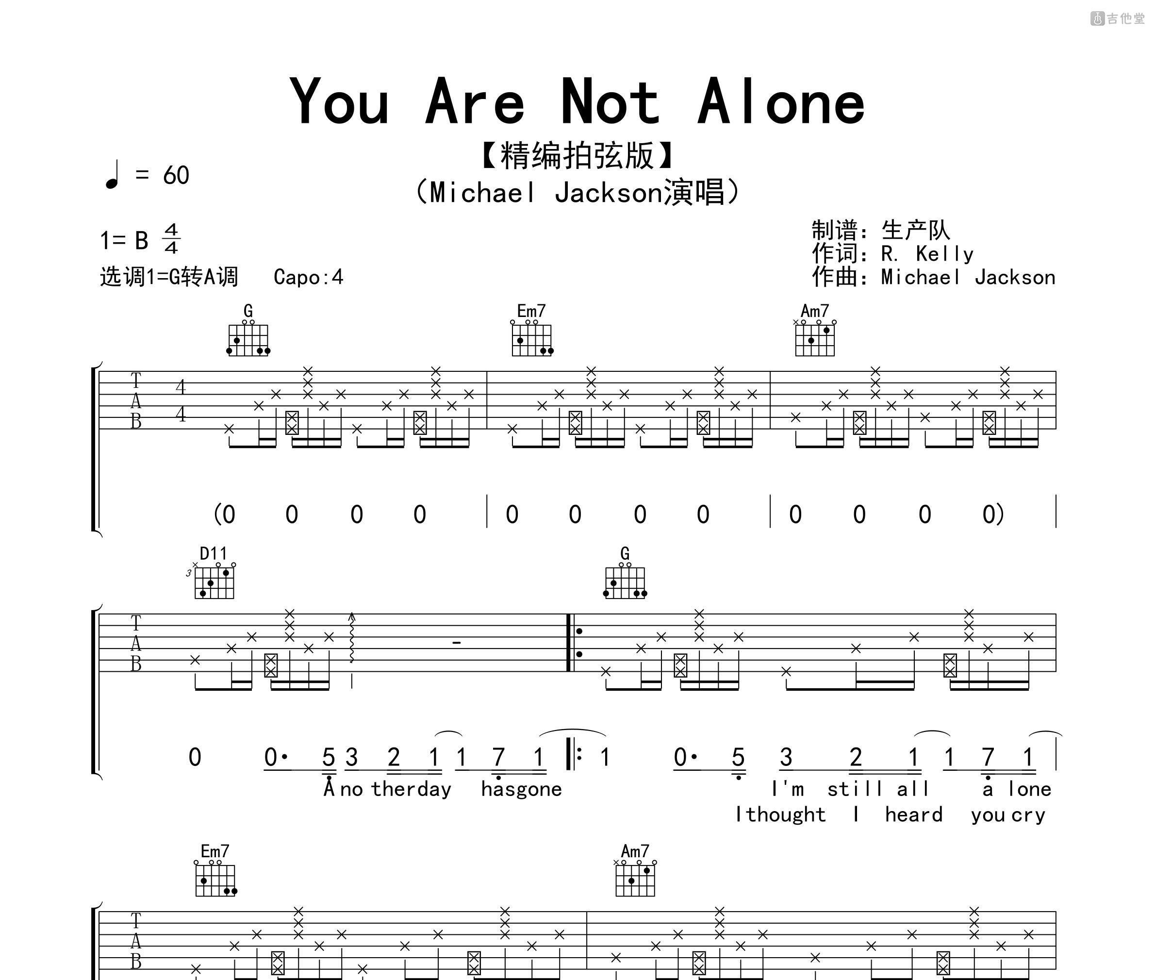 alone指弹谱 原调六线谱-高清版-Alan Walker-吉他源