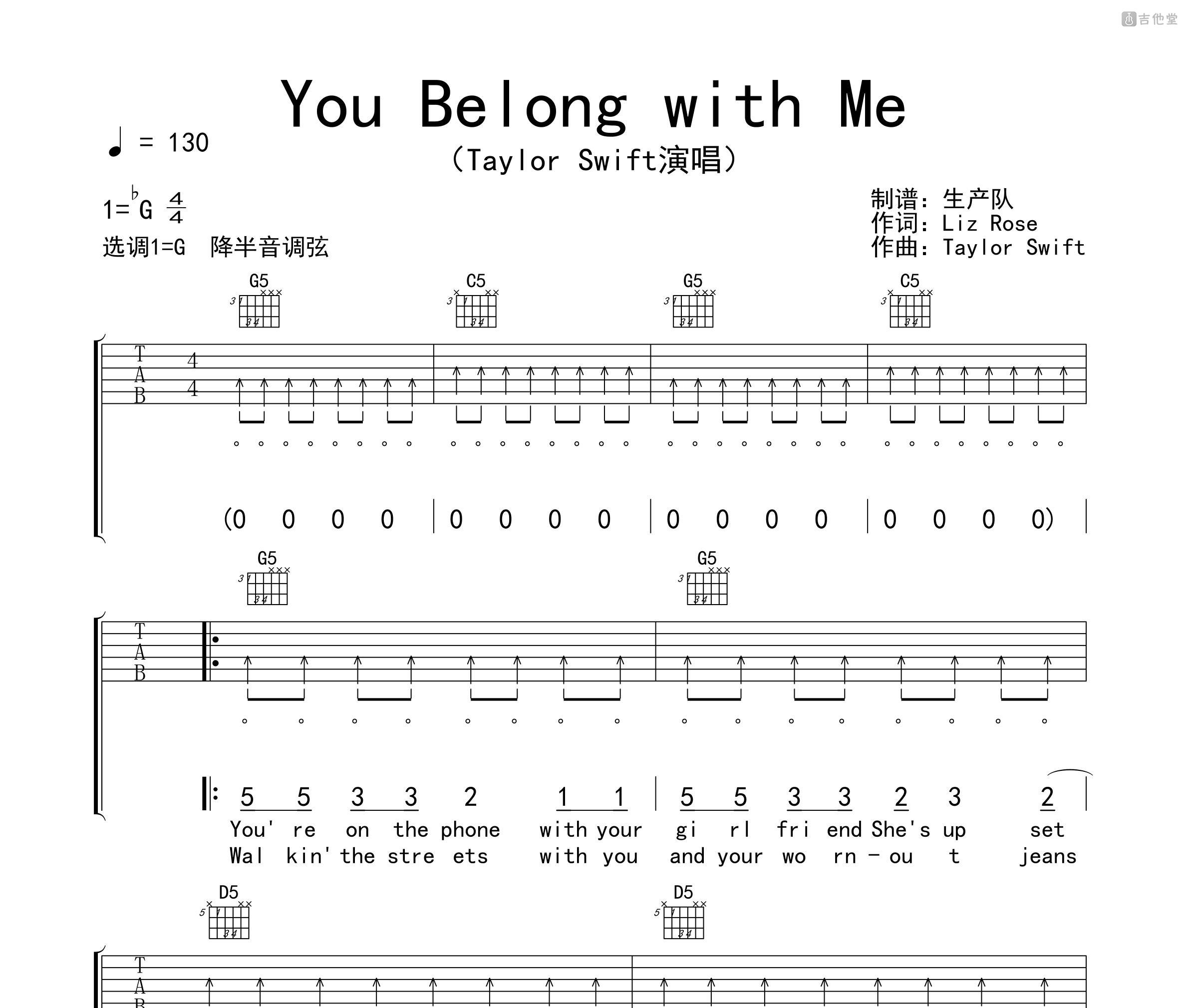 You Belong with Me吉他谱