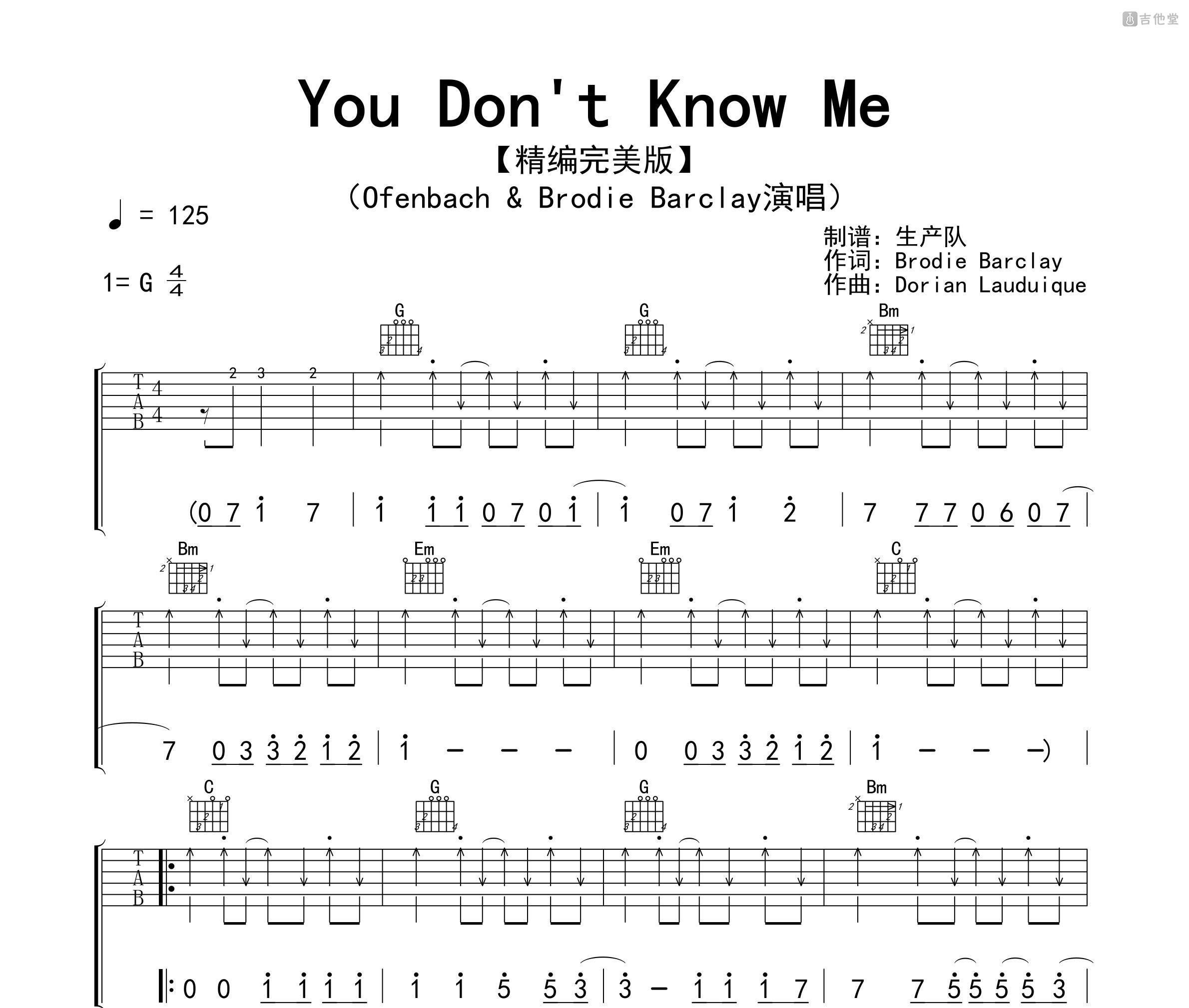 You Don't Know Me吉他谱