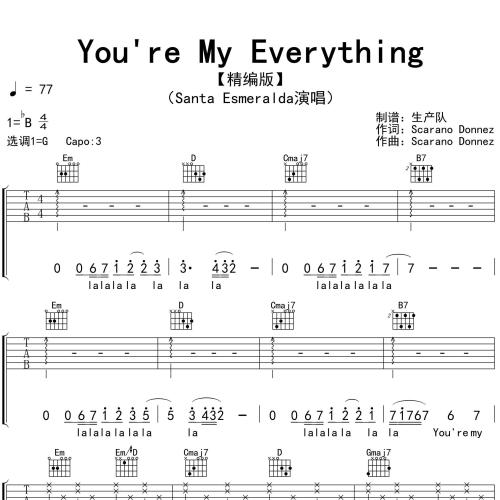You're My Everything吉他谱_Santa Esmeralda_吉他伴奏谱_G调版