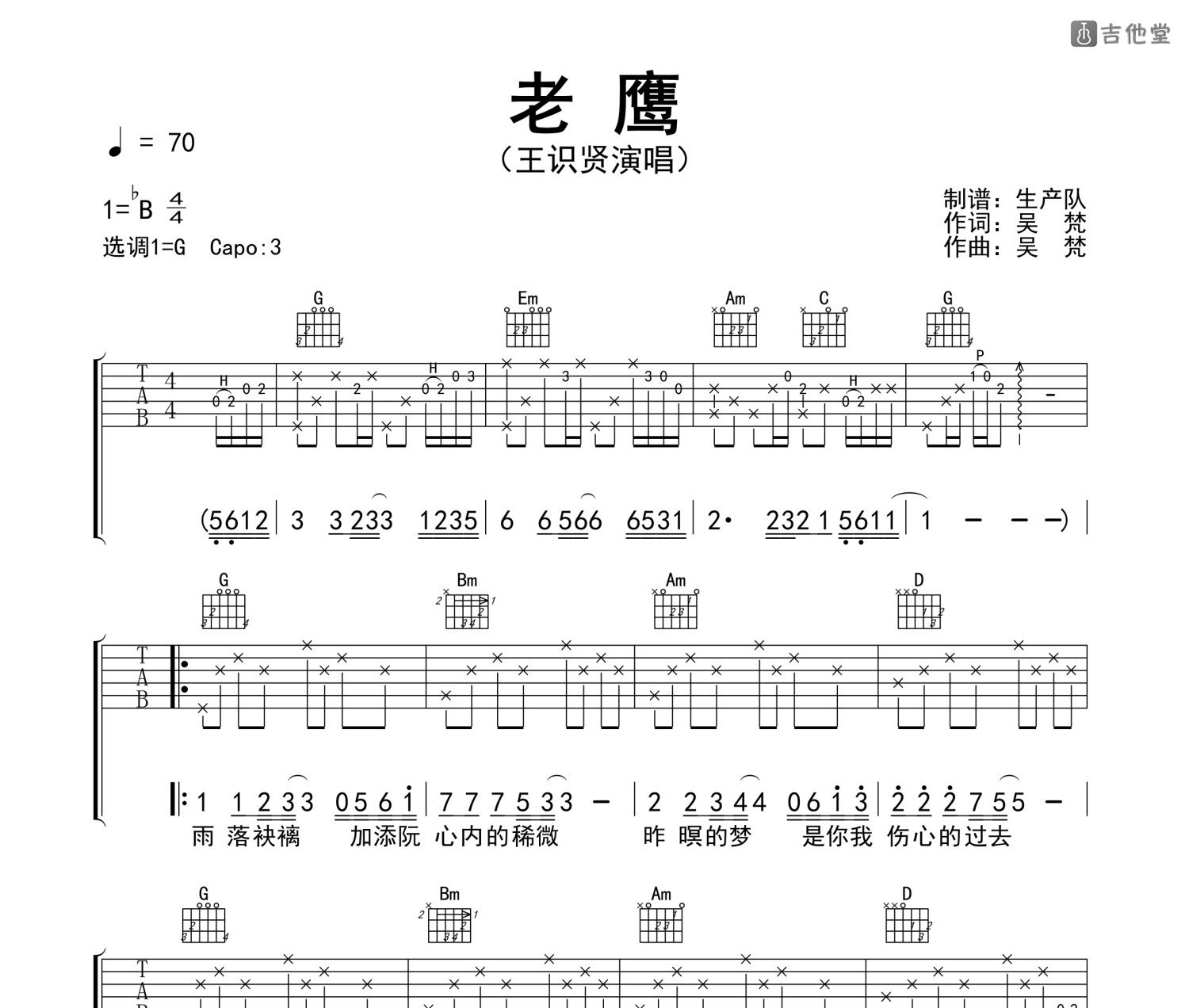 老鹰吉他谱