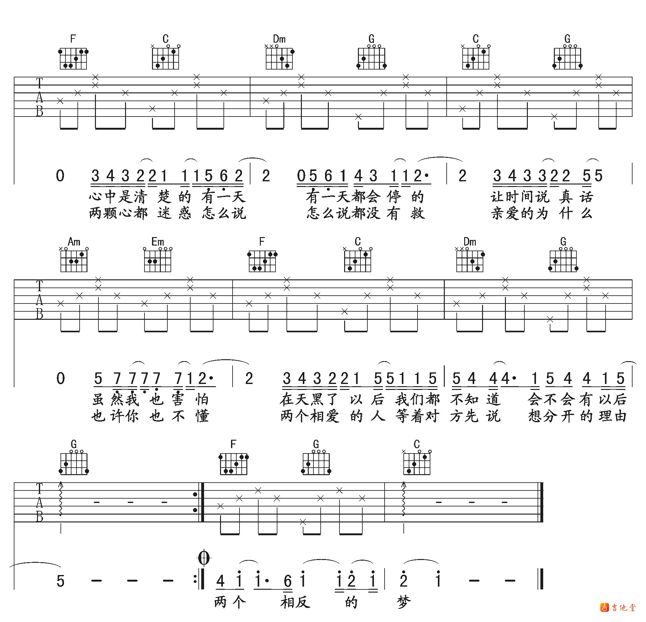 记得吉他谱午夜编配吉他堂-2