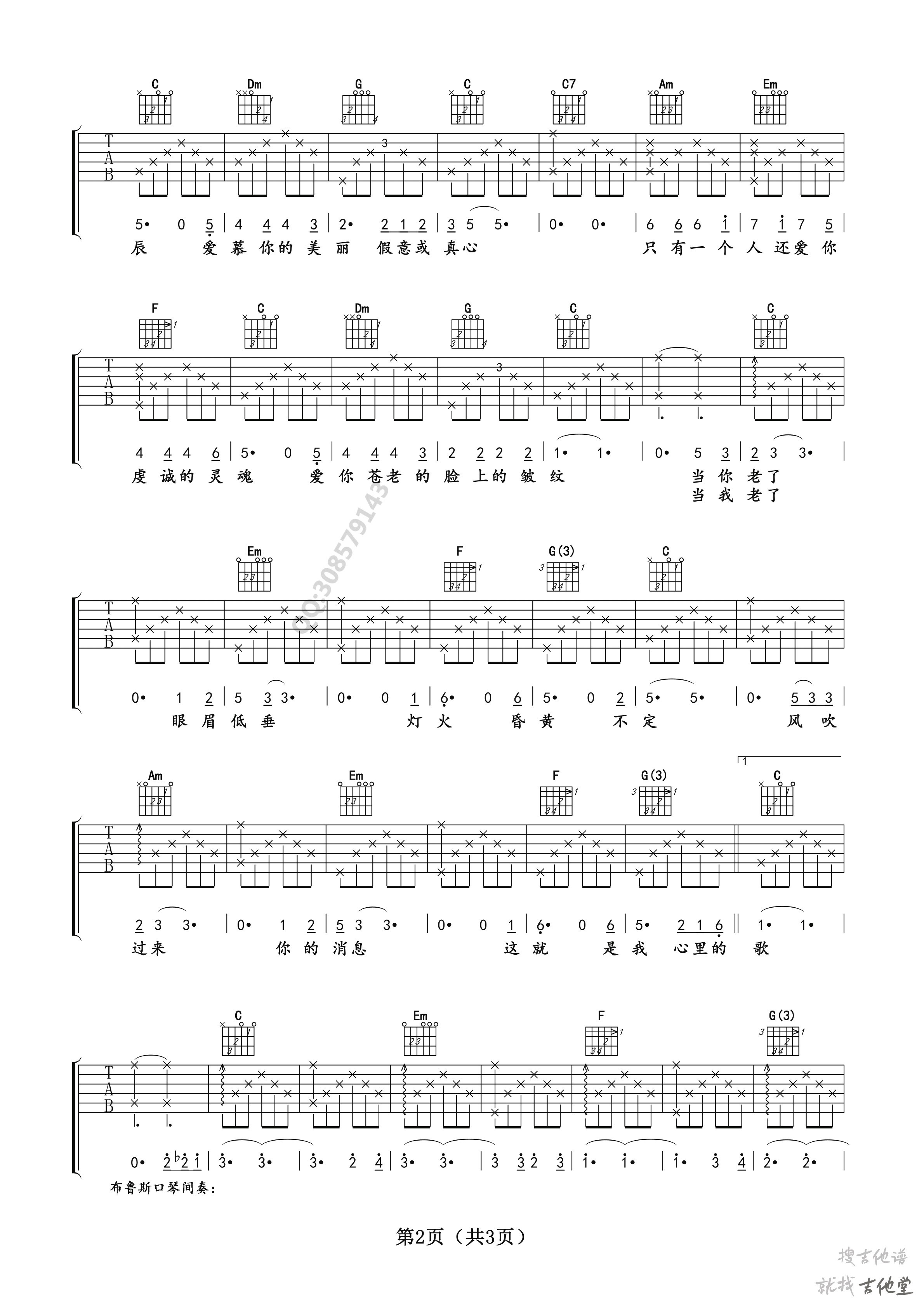 当你老了吉他谱卢家兴编配吉他堂-2