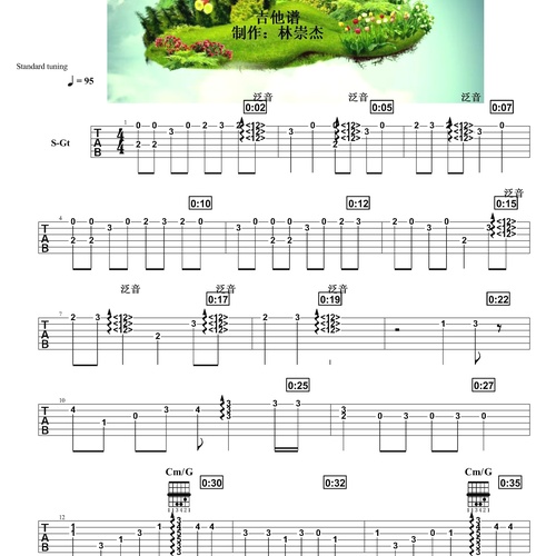 天空之城吉他谱 久石让 标准调吉他弹唱谱(林崇杰)
