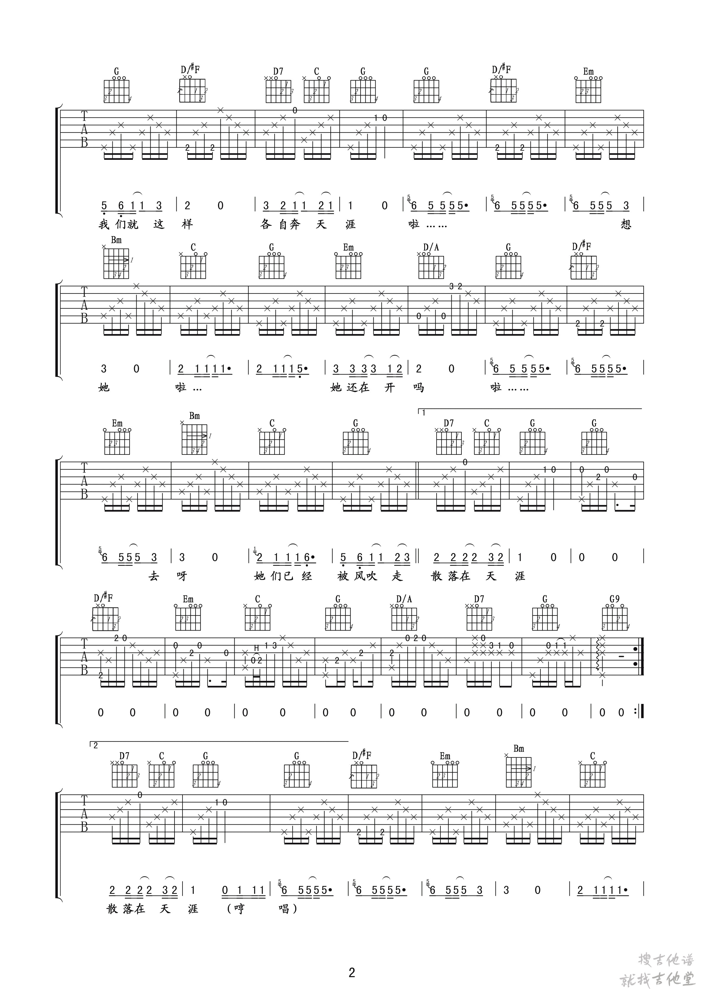 那些花儿吉他谱玩易文化编配吉他堂-2