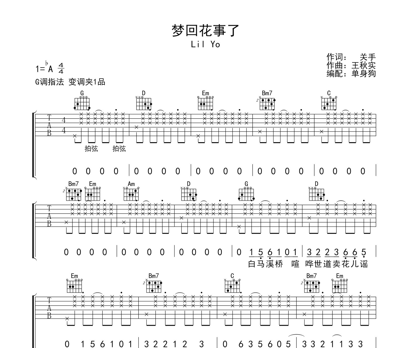 梦回花事了吉他谱