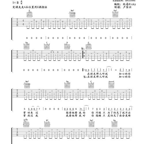 听说爱情回来过吉他谱_林忆莲_吉他伴奏谱_G调版(玩易文化)