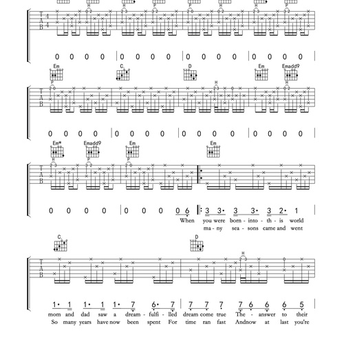 Child吉他弹唱谱_Freddie Aguilar演唱_E调吉他谱(玩易文化)