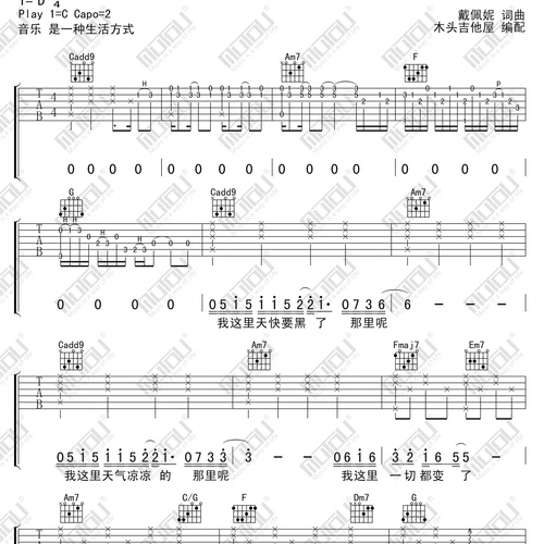 戴佩妮《怎样》吉他谱 C调弹唱吉他谱(木头吉他屋)