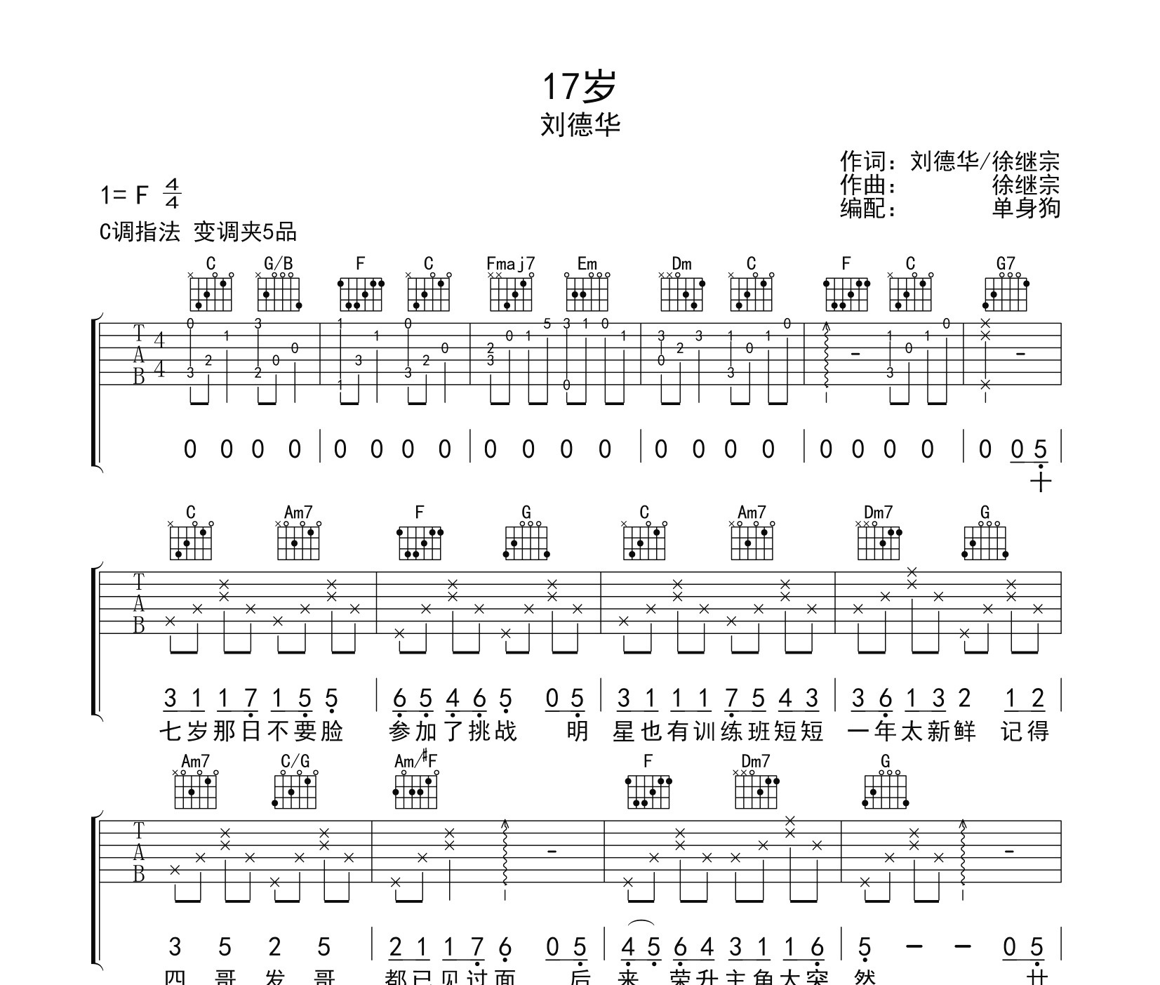 17岁吉他谱