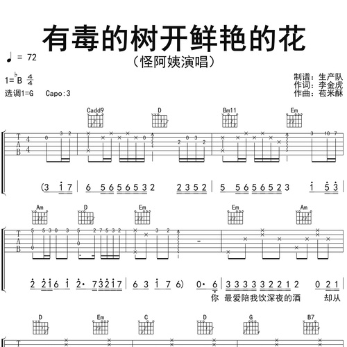 《一大堆事》吉他谱_怪阿姨_弹唱伴奏吉他谱_G调版