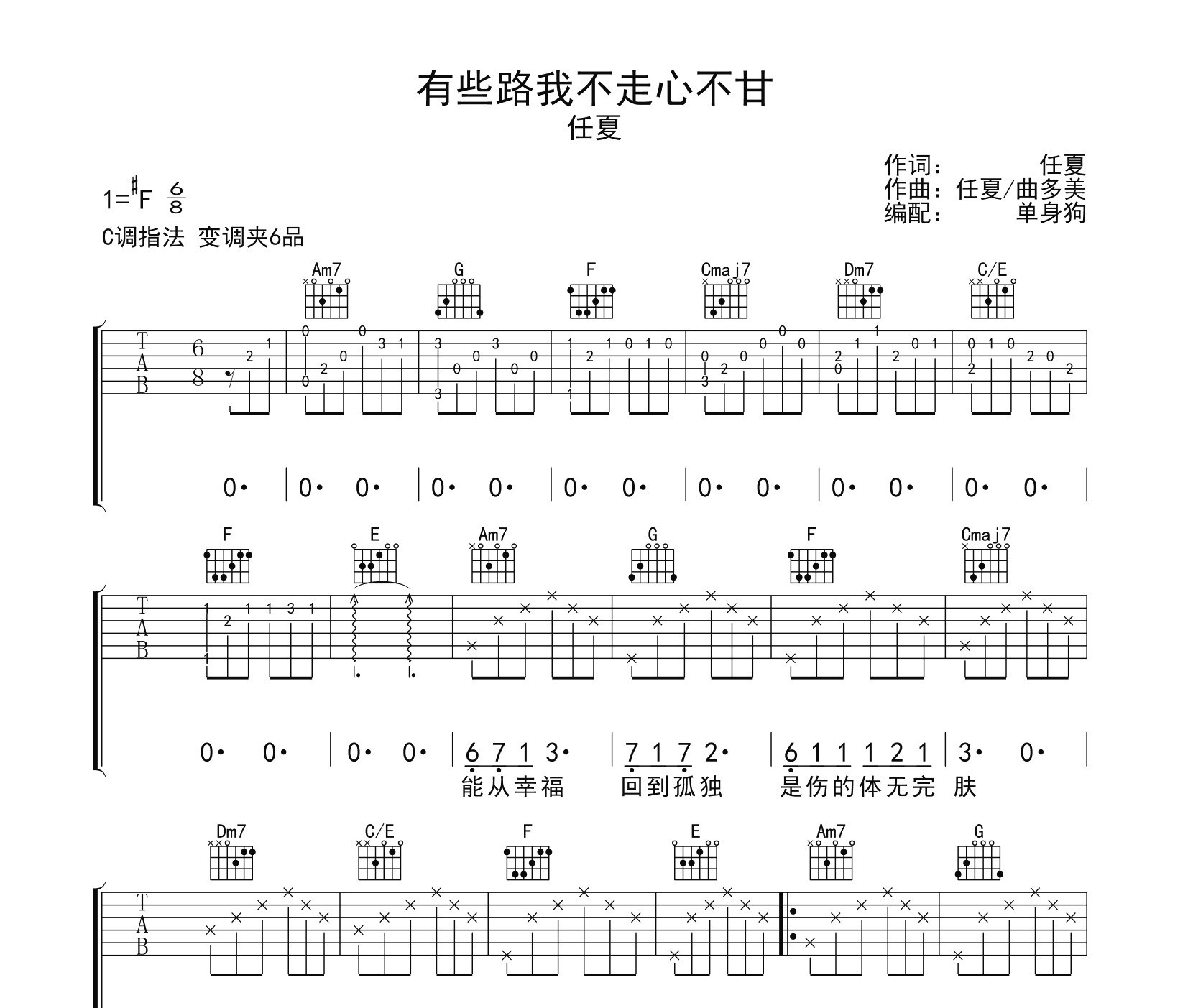 有些路我不走心不甘吉他谱