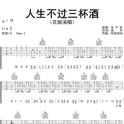 人生不过三杯酒