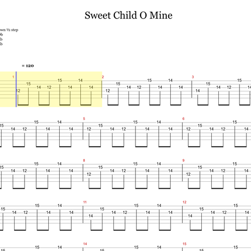 Sweet Child O‘ Mine吉他谱 枪炮玫瑰 GTP乐队总谱