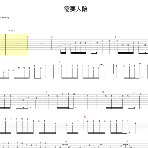 需要人陪吉他谱 王力宏 GTP格式演奏谱
