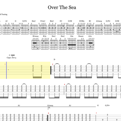 Over The Sea吉他谱 TUX GTP格式吉他伴奏谱
