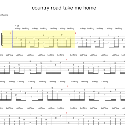 Country road take me home吉他谱 John Denver GTP格式伴奏谱