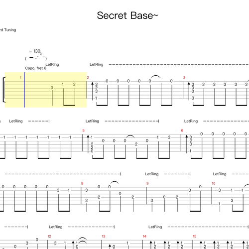 Secret Base~吉他谱 未闻花名主题曲 GTP版吉他指弹六线谱