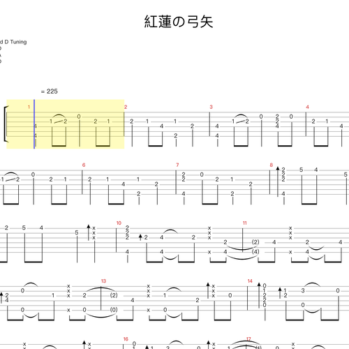 进击的巨人吉他谱 红莲の弓矢(红莲之弓矢) GTP格式吉他指弹谱