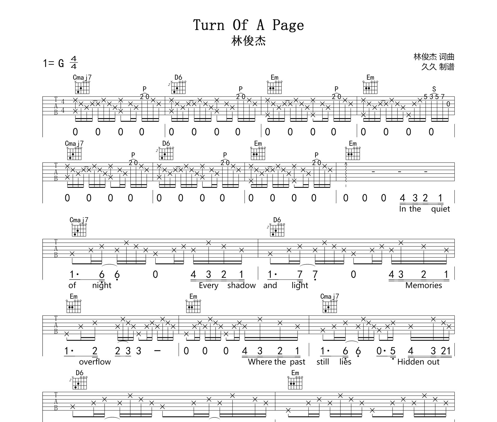 Turn Of A Page吉他谱