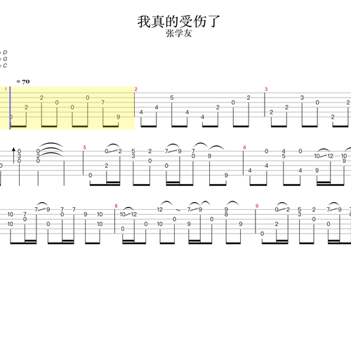 我真的受伤了吉他谱 张学友 GTP吉他指弹独奏谱