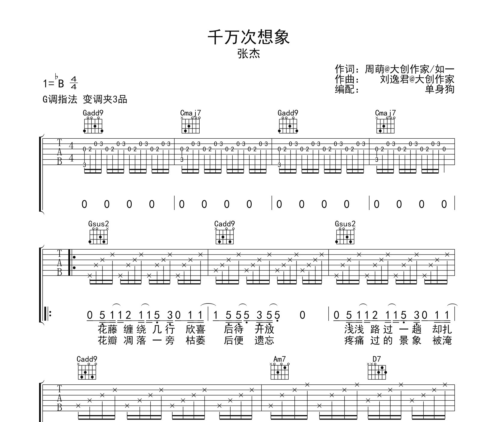 千万次想象吉他谱