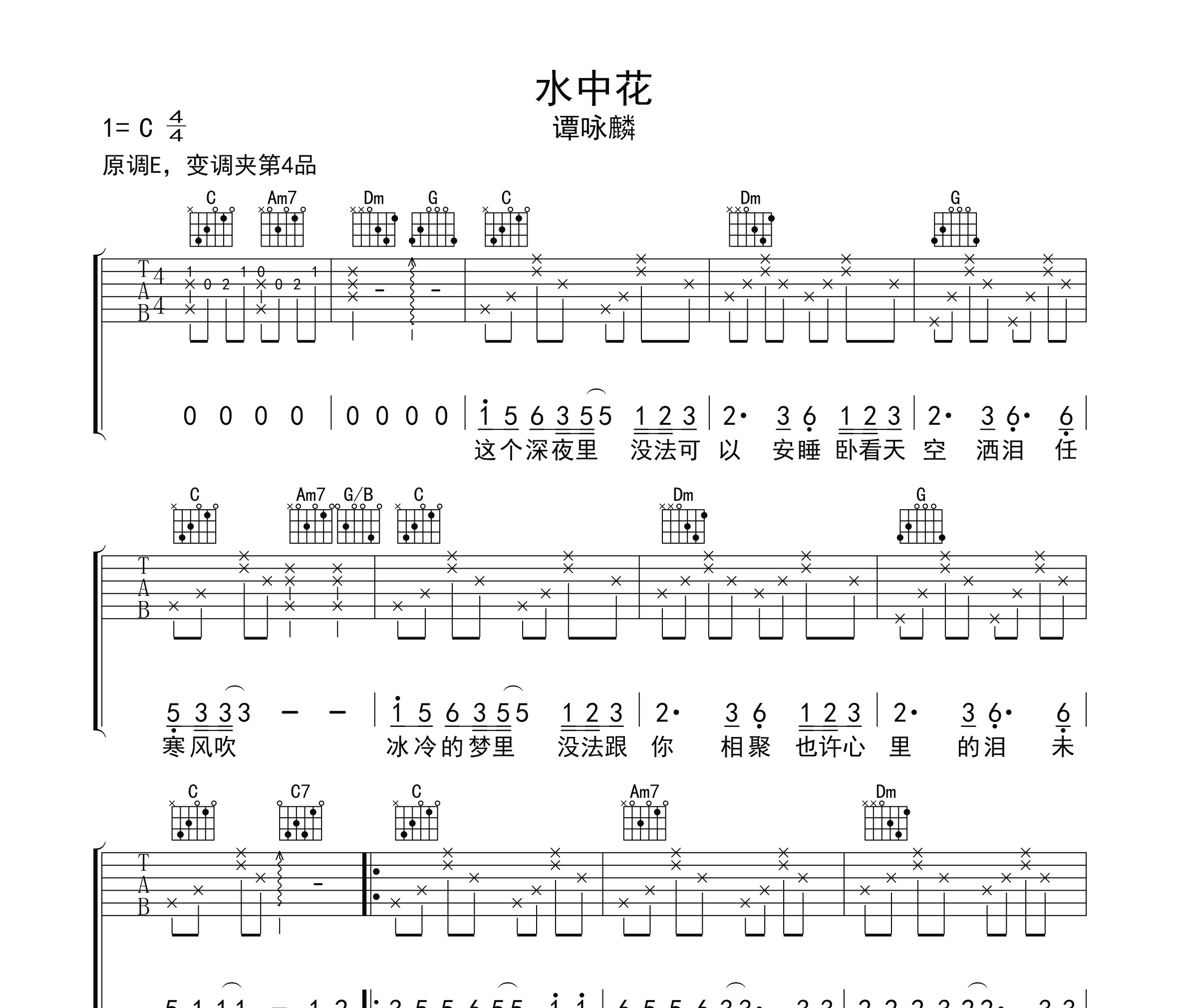 水中花吉他谱