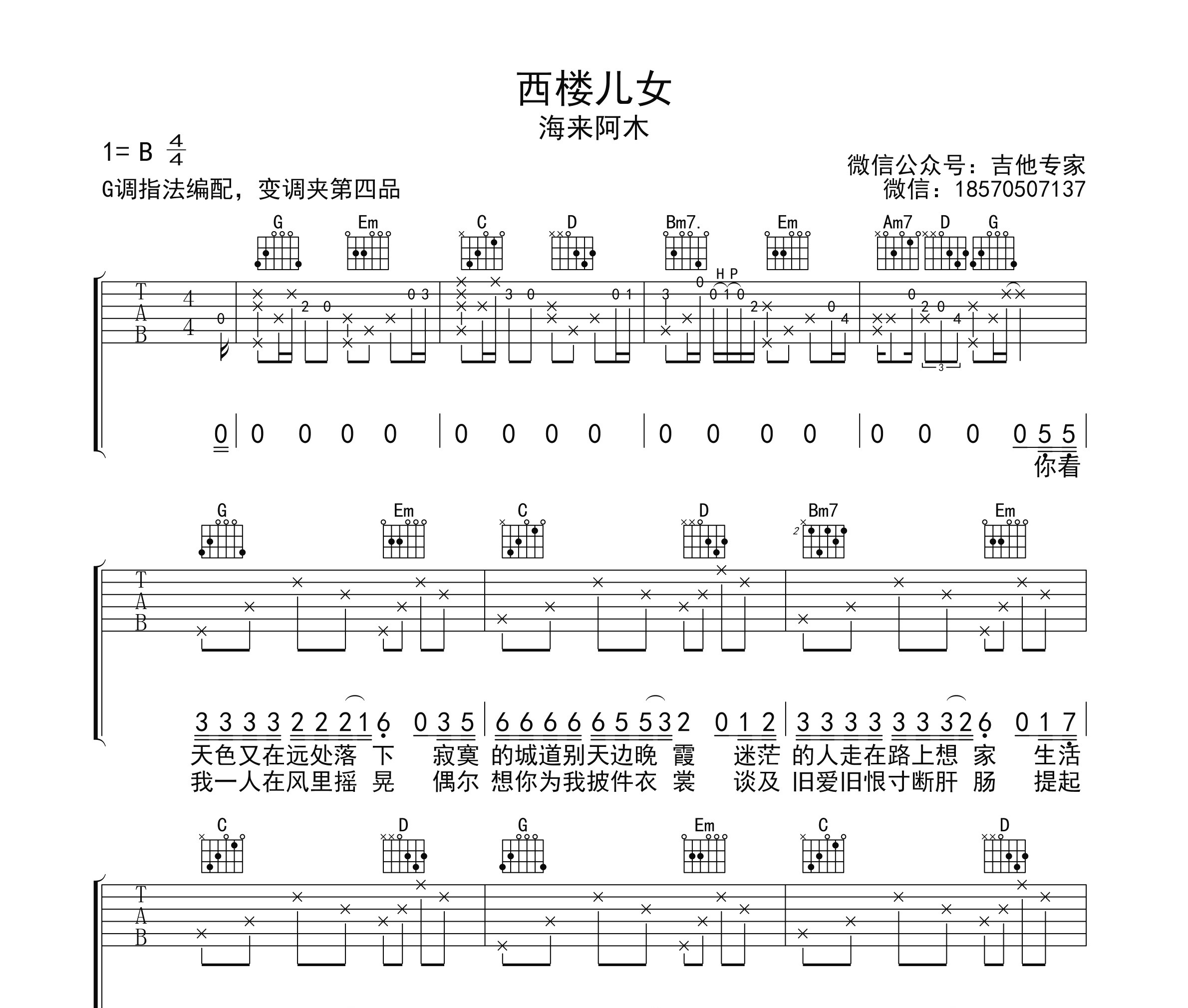 西楼儿女吉他谱