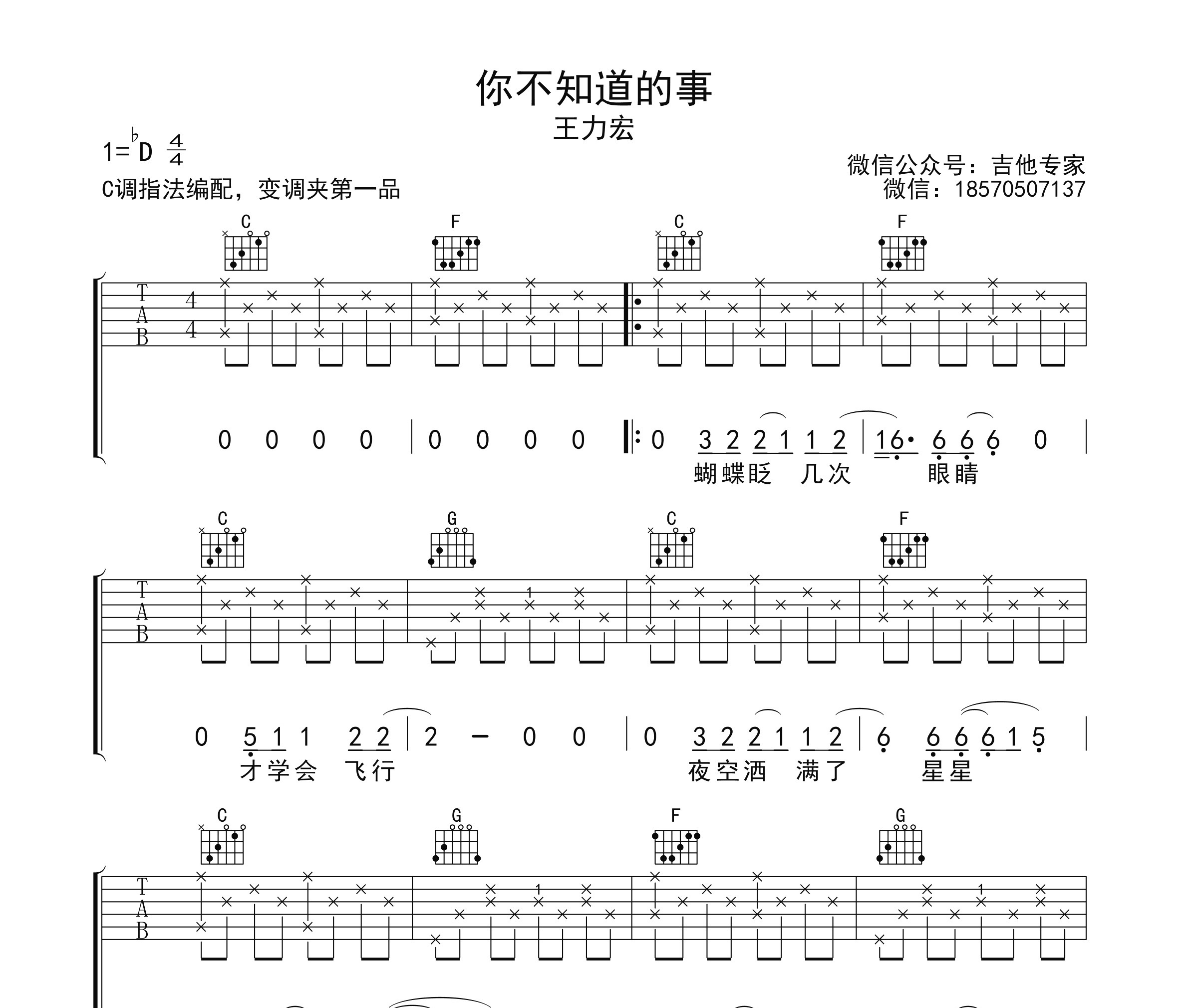 你不知道的事吉他谱